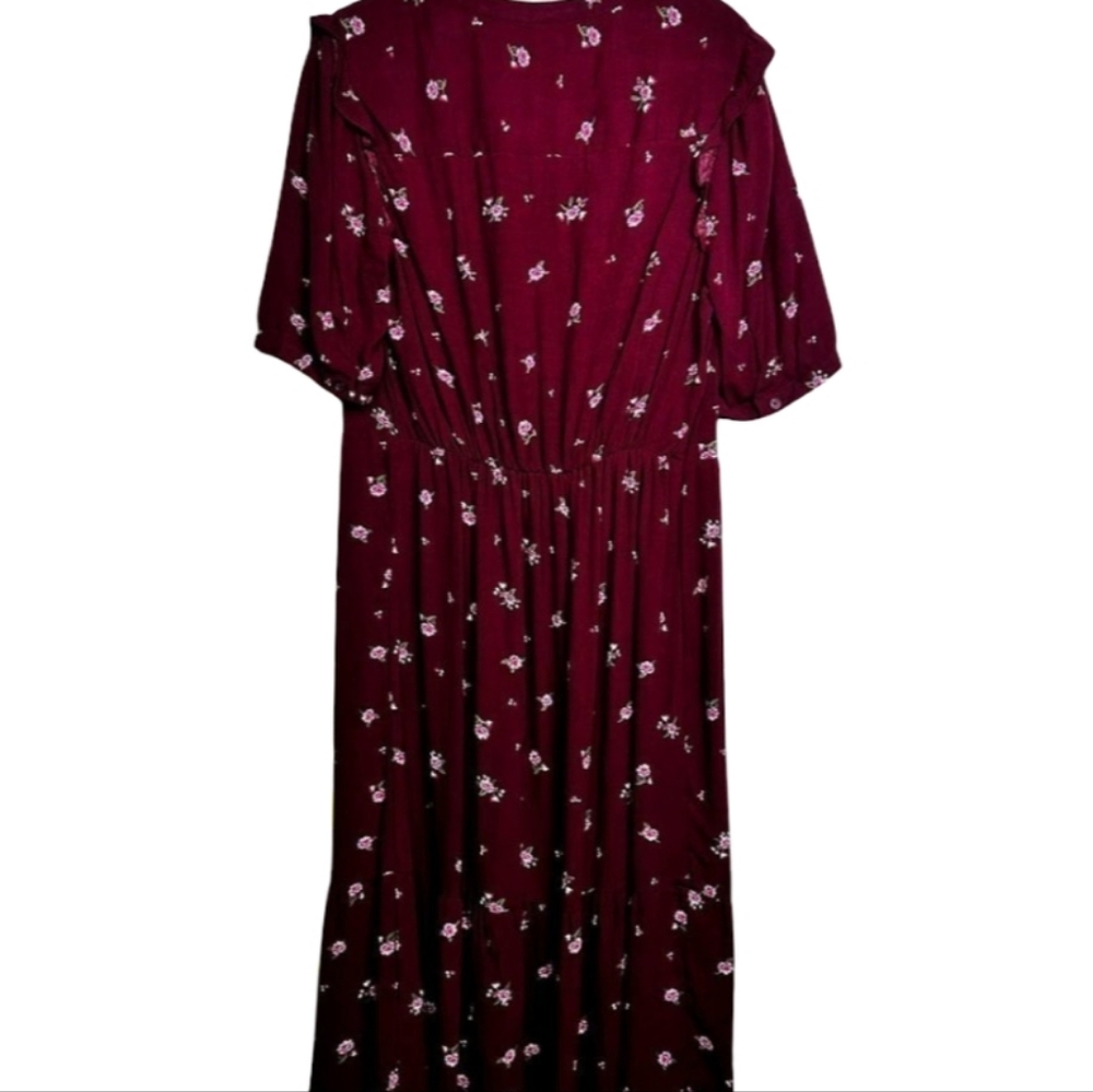 Old Navy Womens Plus Size Burgundy Floral Midi Dress Size XXL - Picture 4 of 6